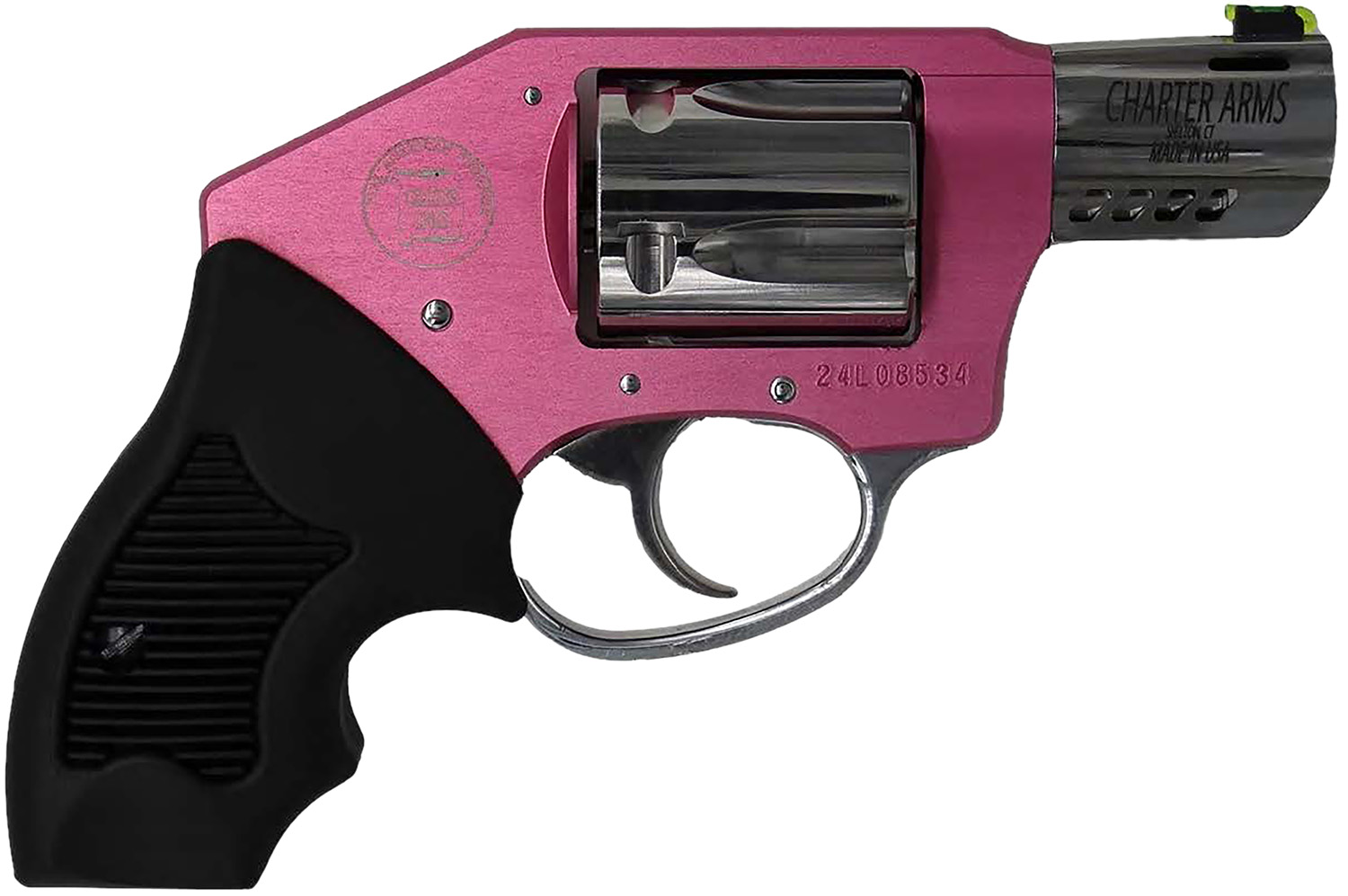 Charter Arms 53812 Off Duty Coyote 380 ACP 5rd 2" Stainless Ported Barrel, High Polished Cylinder, Pink Aluminum Frame, Black Finger Grooved Rubber Grip, Concealed Hammer 3 Charter Arms 53812 Off Duty Coyote 380 ACP 5rd 2" Stainless Ported Barrel, High Polished Cylinder, Pink Aluminum Frame, Black Finger Grooved Rubber Grip, Concealed Hammer