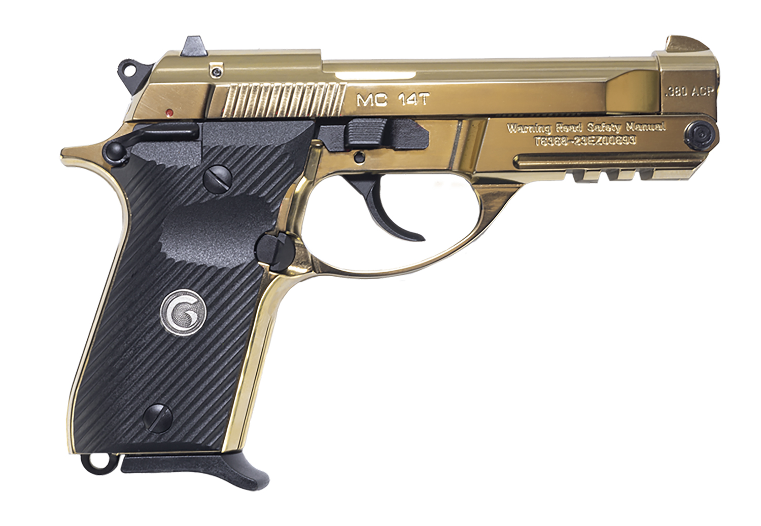 Girsan 390870 MC 14T Solution Compact Frame 380 ACP 13+1 4.50" Gold Plated PVD Steel Tip-Up Barrel, Gold Plated Serrated Steel Slide, Gold Plated Aluminum Frame w/Picatinny Rail, Black Polymer Grip 3 Girsan 390870 MC 14T Solution Compact Frame 380 ACP 13+1 4.50" Gold Plated PVD Steel Tip-Up Barrel, Gold Plated Serrated Steel Slide, Gold Plated Aluminum Frame w/Picatinny Rail, Black Polymer Grip