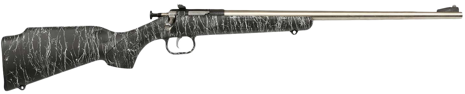 Crickett KSA2444 Gen2  Youth 22 LR 1rd 16.13" Stainless Single Shot Barrel, Stainless Steel Receiver, Black w/White Webbing Fixed Synthetic Stock