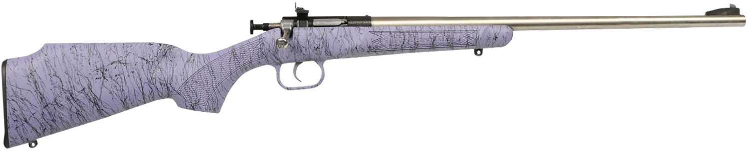 Crickett KSA2445 Gen2  Youth 22 LR 1rd 16.13" Stainless Single Shot Barrel, Stainless Steel Receiver, Purple w/Black Webbing Fixed Synthetic Stock