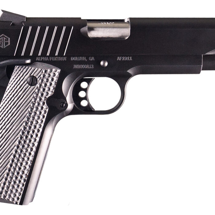 Alpha Foxtrot AA01X1END-PDBK10-GGC AF1911 Enhanced Full Size 9mm Luger 10+1 5" Black QPQ Stainless Steel Serrated Slide, Black QPQ Stainless Steel Frame w/Beavertail Checkered Polymer Grip