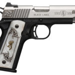 Browning 051967492 1911 Black Label Medallion Compact 380 ACP 8+1 3.63" Matte Stainless Stainless Steel Barrel & Serrated Slide, Matte Black Polymer Frame w/Beavertail, White Imitation Pearl Grip 1 186604
