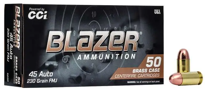 CCI 45 AUTO 230GR FMJ BLAZER BRASS 50 RD/BX 20 BX/CS