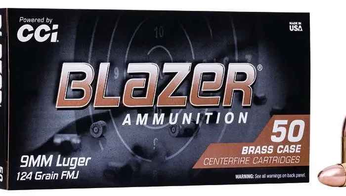 CCI 9MM LUGER 124GR FMJ BLAZER BRASS 50 RD/BX 20 BX/CS