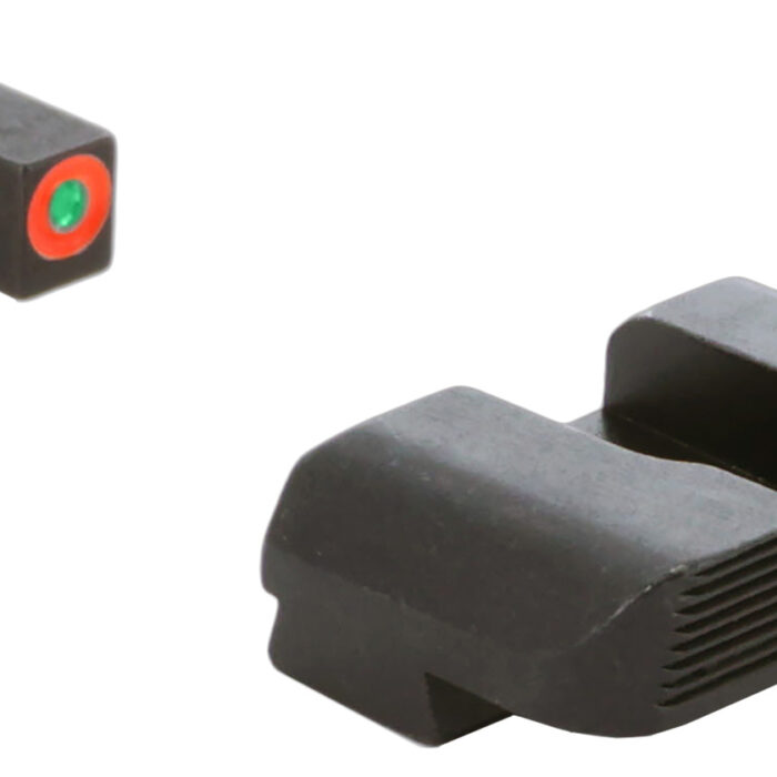 AmeriGlo GL434 Protector Sight Set for Glock  Green Tritium Orange Outline Front Sight-Black Serrated Rear Sight