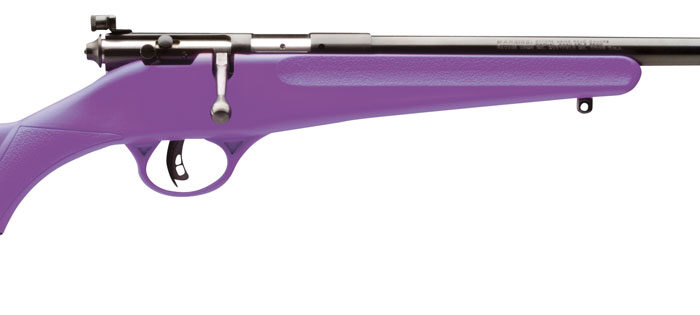 Savage Arms 13783 Rascal  Youth 22 LR 1rd 16.13" Matte Black Sporter Barrel, Matte Black Carbon Steel Receiver, Purple Fixed Synthetic Stock, Right Hand