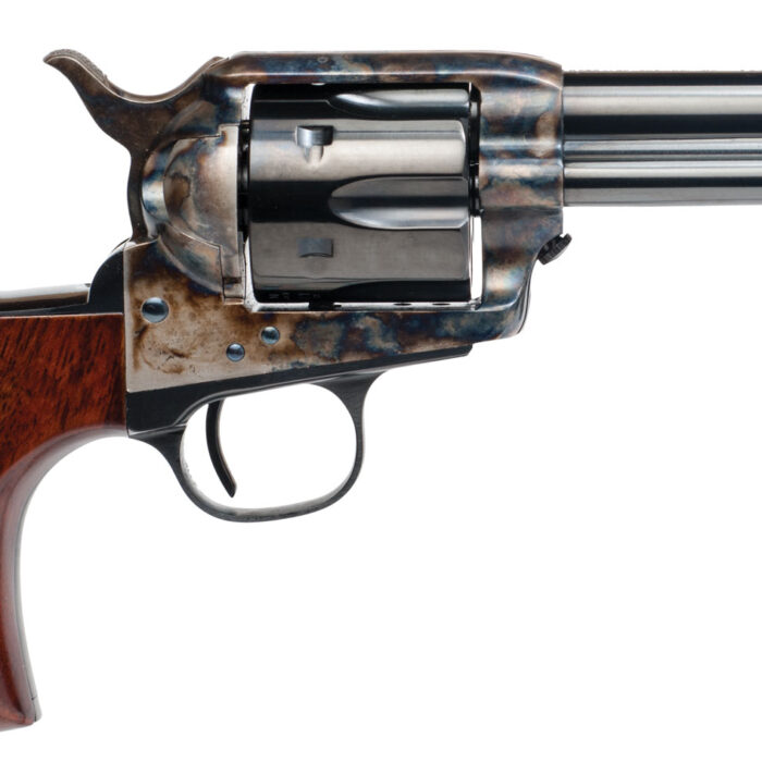 Cimarron CA346 Model P Thunder 45 Colt (Long Colt) 6 Shot 3.50" Blued Stainless Steel Barrel, Blued Cylinder, Color Case Hardened Steel Frame, Birdshead Walnut Grip, Exposed Hammer