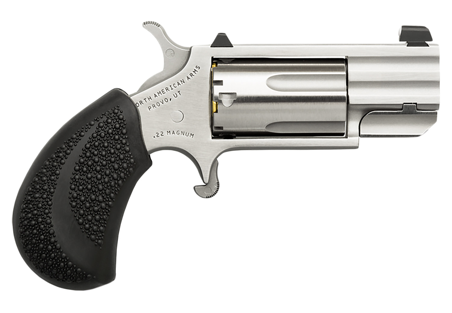 North American Arms PUGD Pug 22 WMR 5 Shot 1" Stainless Steel Barrel, Frame & Cylinder, Black Pebbled Rubber Grip, Exposed Hammer 3 North American Arms PUGD Pug 22 WMR 5 Shot 1" Stainless Steel Barrel, Frame & Cylinder, Black Pebbled Rubber Grip, Exposed Hammer