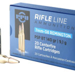 PPU PP708 Metric Rifle 7mm-08Rem 140gr Pointed Soft Point Boat Tail 20 Per Box/10 Case 1 57032