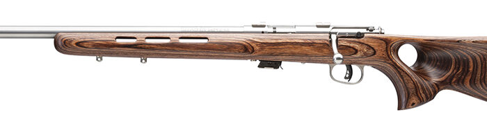 Savage Arms 25795 Mark II BTV Full Size 22 LR 5+1 21" Satin Heavy Button Rifled Barrel, Satin Drilled & Tapped Stainless Steel Receiver, Satin Brown Thumbhole Laminate Stock, Left Hand