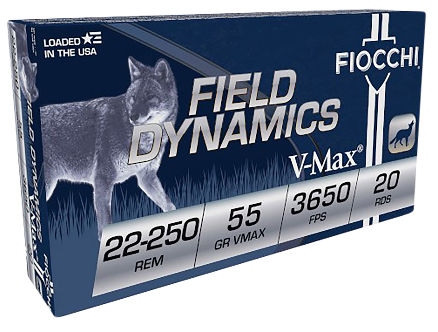 Fiocchi 22250HVD Field Dynamics 22-250Rem 55gr Hornady V Max 20 Per Box/10 Case 3 Fiocchi 22250HVD Field Dynamics 22-250Rem 55gr Hornady V Max 20 Per Box/10 Case