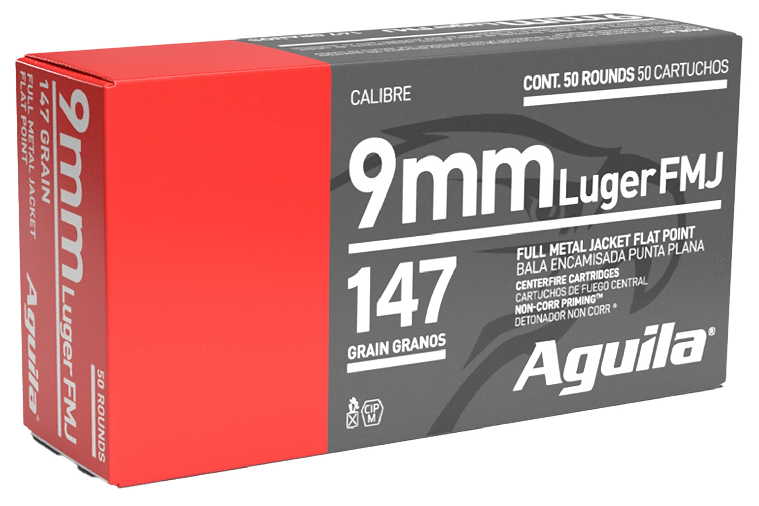 Aguila 1E097719   9mm Luger 147gr Full Metal Jacket Flat Point 50 Per Box/20 Case