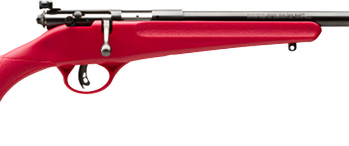 Savage Arms 13795 Rascal  Youth 22 LR 1rd 16.13" Matte Black Sporter Barrel, Matte Black Carbon Steel Receiver, Red Fixed Synthetic Stock, Right Hand