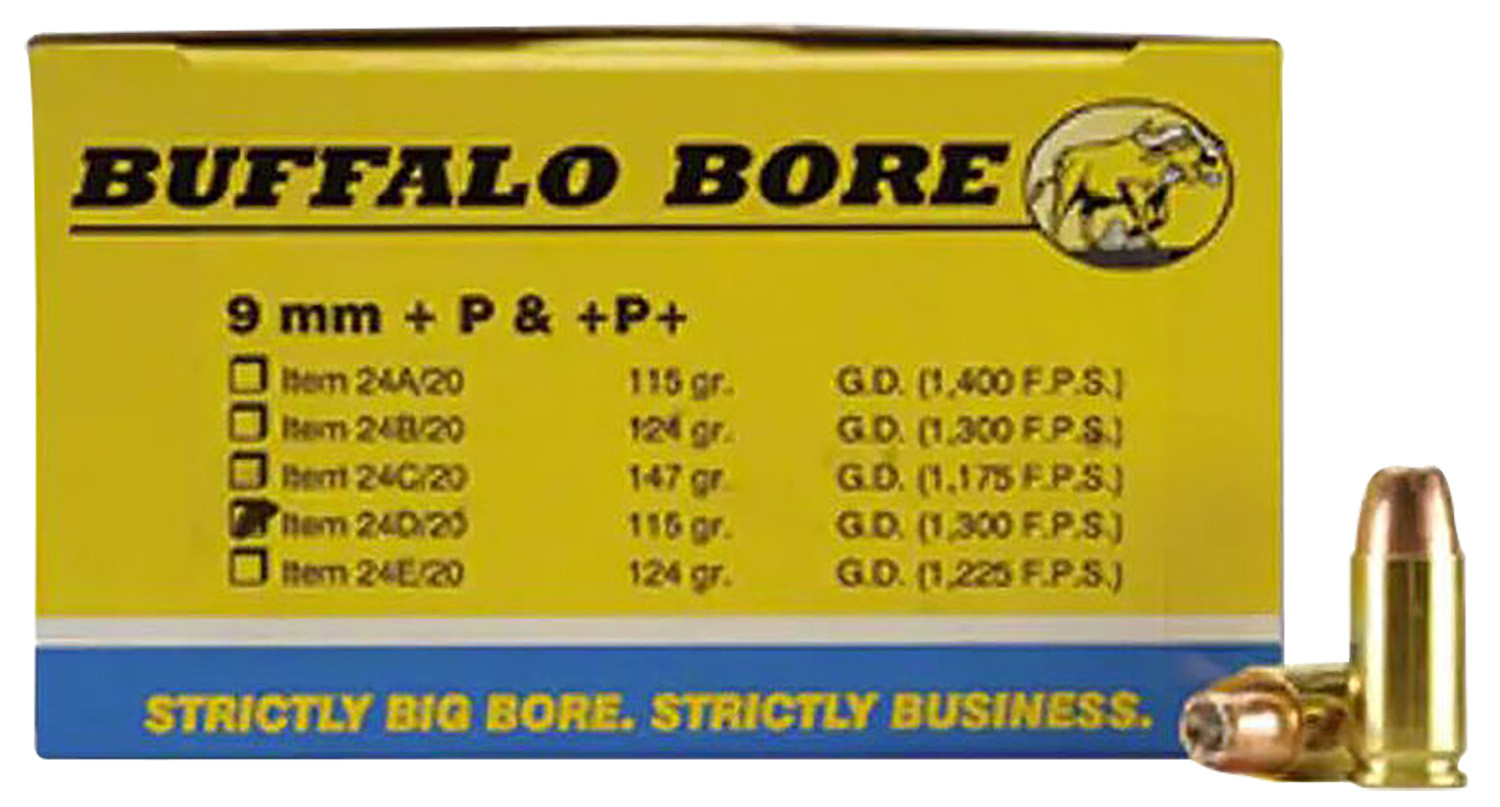 Buffalo Bore Ammunition 24D20 Personal Defense Strictly Business 9mmLuger +P 115gr Jacket Hollow Point 20 Per Box/12 Case 3 Buffalo Bore Ammunition 24D20 Personal Defense Strictly Business 9mmLuger +P 115gr Jacket Hollow Point 20 Per Box/12 Case
