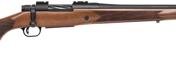 Mossberg 27841 Patriot  Full Size 22-250 Rem 5+1 22" Matte Blued Fluted Barrel, Drilled & Tapped Matte Blued Stainless Steel Receiver, Walnut Fixed Stock, Right Hand