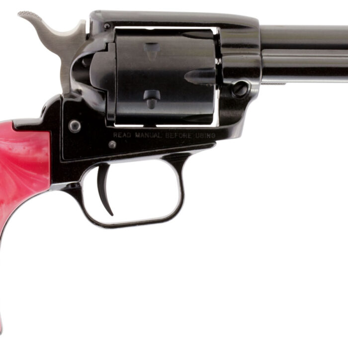 Heritage Mfg RR22MB3BHPNK Rough Rider  22 LR/22 WMR 6 Shot, 3.50" Black Steel Barrel, Black Zinc Alloy Frame, Black Cylinder, Pink Pearl Grip, Hammer/Thumb Safety, Exposed Hammer