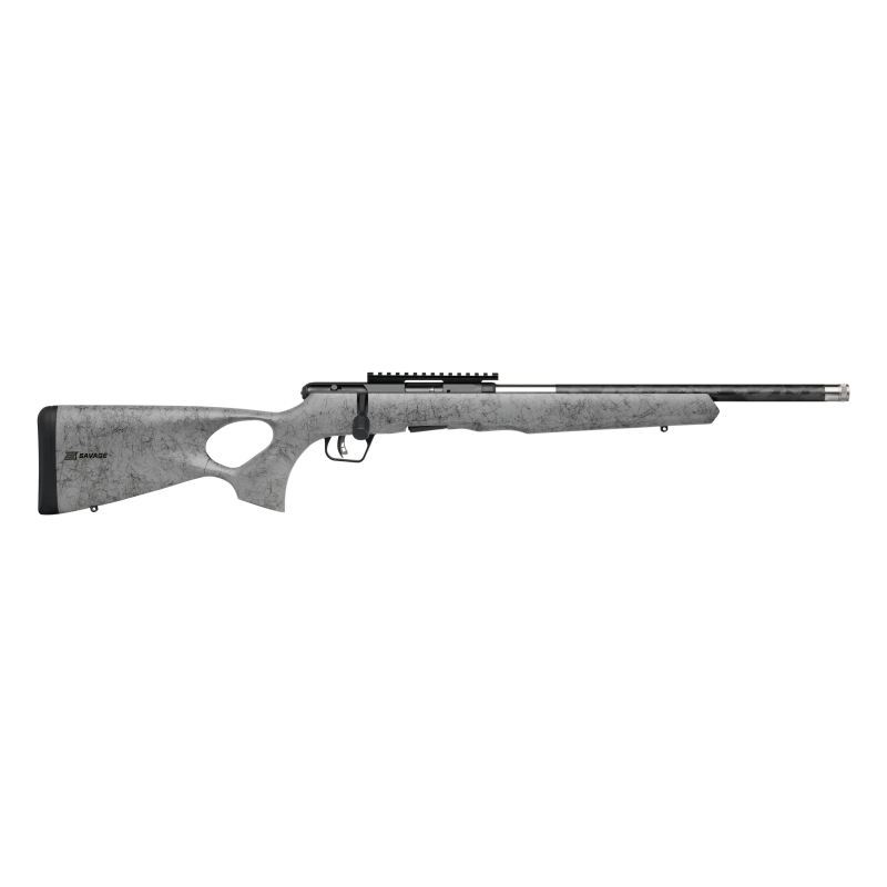 Savage B22 Magnum Timberlite Thumbhole Rifle .22 WMR 10rd Magazine 18" 1/2x28 Threaded Barrel Grey with Black Spiderweb 3 Savage B22 Magnum Timberlite Thumbhole Rifle .22 WMR 10rd Magazine 18" 1/2x28 Threaded Barrel Grey with Black Spiderweb