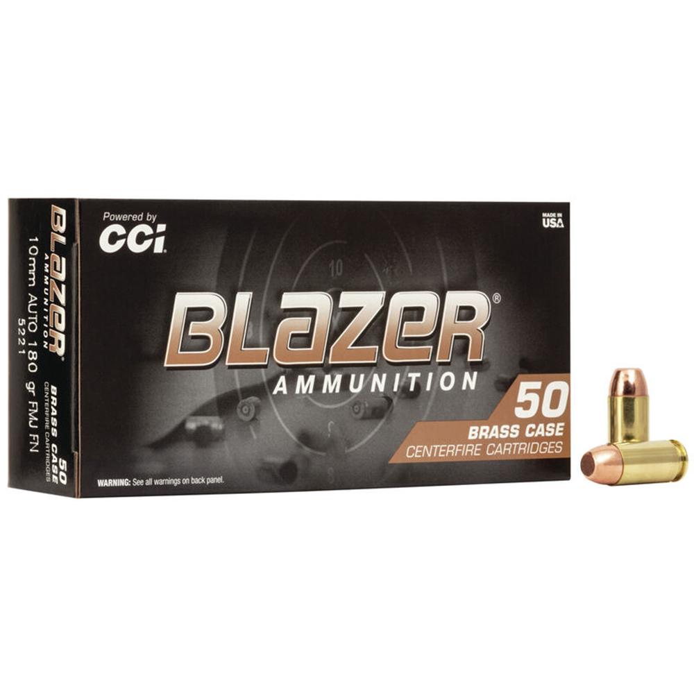 CCI Blazer Brass Handgun Ammunition 10mm Auto 180 gr FMJ 1200 fps 50/ct 3 CCI Blazer Brass Handgun Ammunition 10mm Auto 180 gr FMJ 1200 fps 50/ct