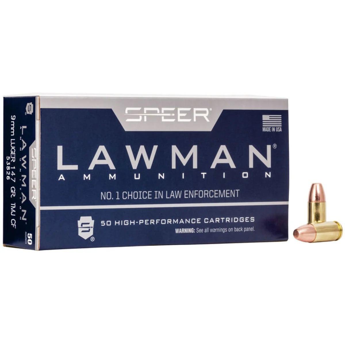 Speer Lawman Handgun Ammunition Clean-Fire 9mm Luger 147 gr. TMJ 985 fps 50/ct 3 Speer Lawman Handgun Ammunition Clean-Fire 9mm Luger 147 gr. TMJ 985 fps 50/ct