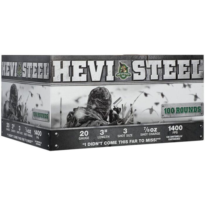 HEVI-Shot HEVI-Steel Shotshells 20 ga 3" 7/8 oz 1400 fps #3 100/ct