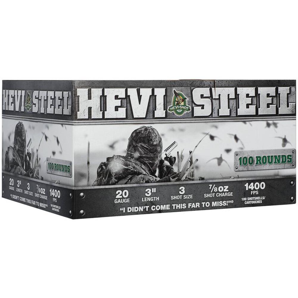 HEVI-Shot HEVI-Steel Shotshells 20 ga 3" 7/8 oz 1400 fps #3 100/ct 3 HEVI-Shot HEVI-Steel Shotshells 20 ga 3" 7/8 oz 1400 fps #3 100/ct
