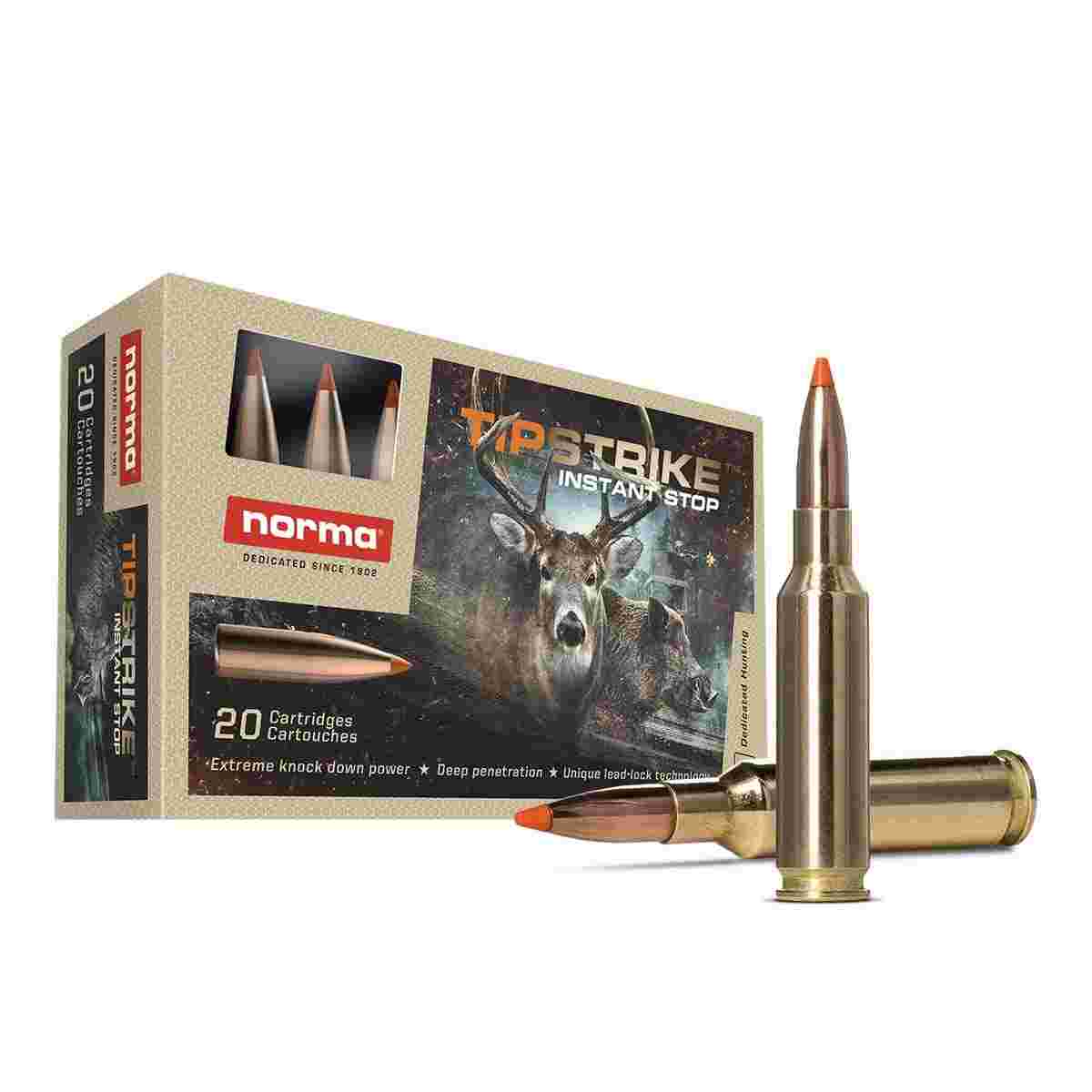 Norma TipStrike Rifle Ammunition 6.5 Creedmoor 140gr PT 2625 fps 20/ct 3 Norma TipStrike Rifle Ammunition 6.5 Creedmoor 140gr PT 2625 fps 20/ct