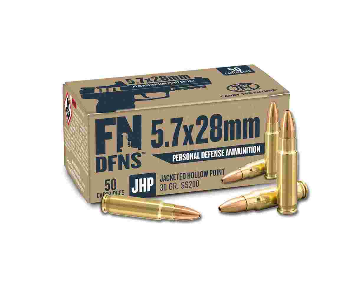 FN DFNS SS200 Personal Defense Handgun Ammunition 5.7x28mm 30gr JHP 1894 fps 500/ct Case 3 FN DFNS SS200 Personal Defense Handgun Ammunition 5.7x28mm 30gr JHP 1894 fps 500/ct Case