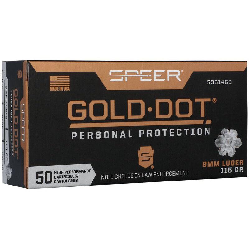 Speer Gold Dot Handgun Personal Protection Ammunition 9mm Luger 115gr 1210 fps 50/ct 3 Speer Gold Dot Handgun Personal Protection Ammunition 9mm Luger 115gr 1210 fps 50/ct