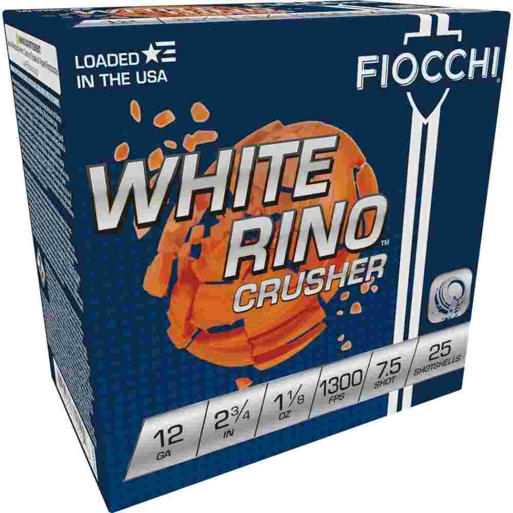 Fiocchi White Rino Crusher Shotshells 12ga 2-3/4" 1-1/8oz 1300 fps #7.5 25/ct 3 Fiocchi White Rino Crusher Shotshells 12ga 2-3/4" 1-1/8oz 1300 fps #7.5 25/ct