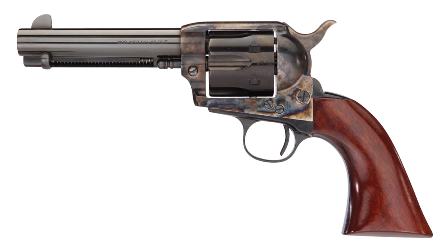 Taylors & Company 555149 1873 Cattleman Gunfighter 45 Colt (LC) 6rd 4.75" Blued Cylinder & Barrel Color Case Hardened Steel Frame Walnut Army Size Grip 3 Taylors & Company 555149 1873 Cattleman Gunfighter 45 Colt (LC) 6rd 4.75" Blued Cylinder & Barrel Color Case Hardened Steel Frame Walnut Army Size Grip