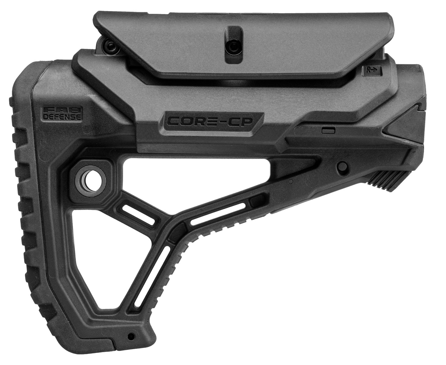 FAB Defense FXGLCORECPB GL-Core  Buttstock for AR-15/ M4 w/Adjustable Cheek-Rest Black Fiberglass Reinforced Polymer
