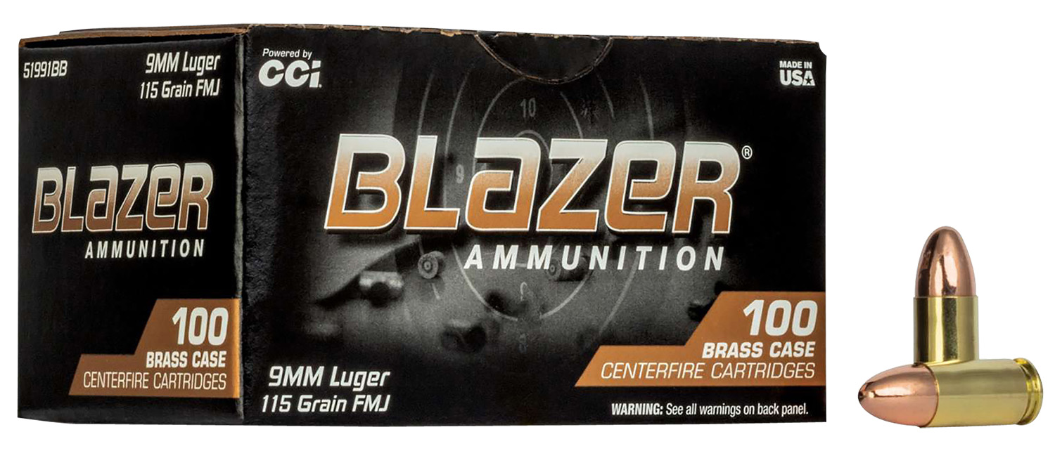 CCI 51991BB Blazer Brass Handgun 9mmLuger 115gr Full Metal Jacket 100 Per Box/5 Case 3 CCI 51991BB Blazer Brass Handgun 9mmLuger 115gr Full Metal Jacket 100 Per Box/5 Case