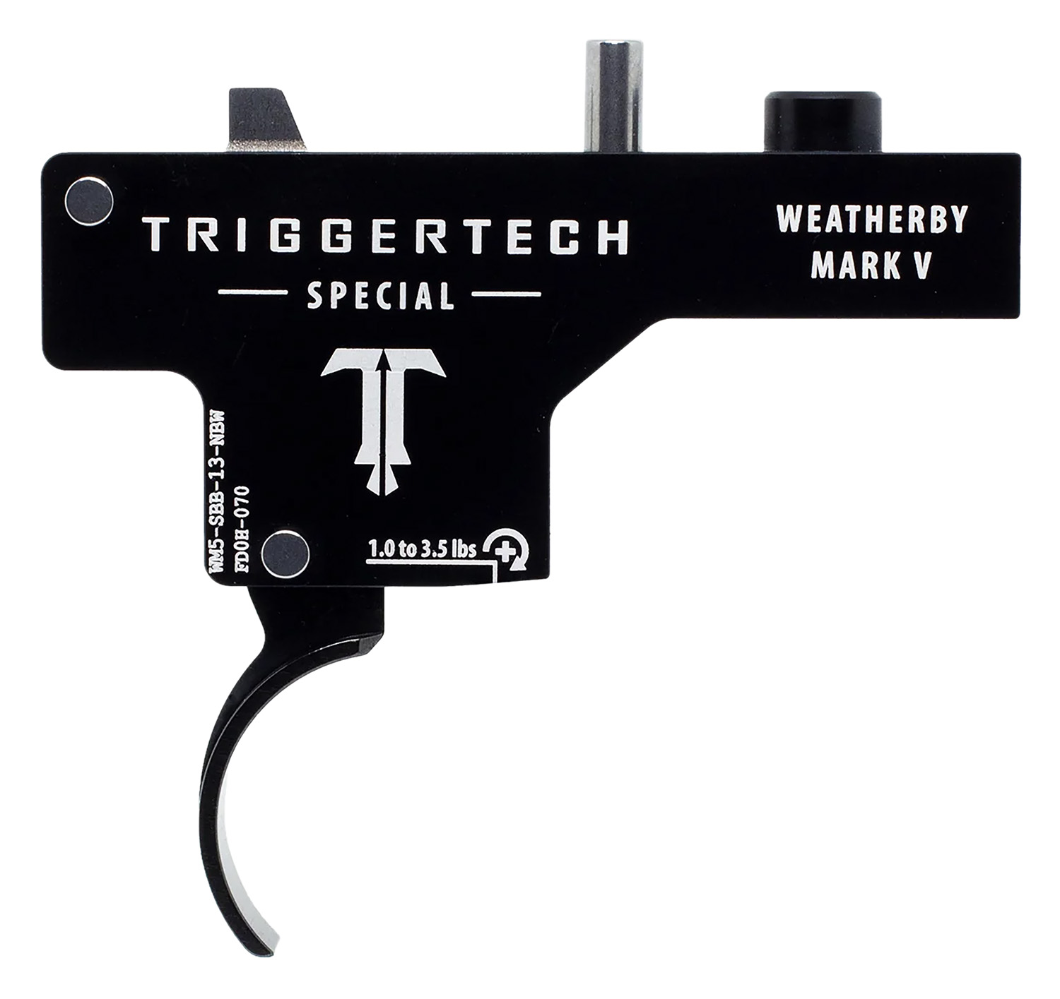 TriggerTech WM5SBB13NBW Special  Single-Stage Curved Trigger with 1-3.50 lbs Draw Weight & Black PVD Finish for Weatherby Mark V