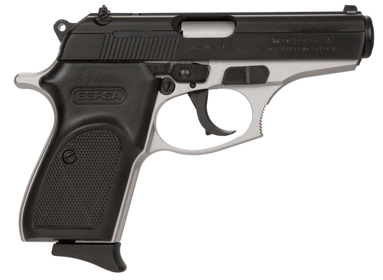 Bersa T380DT8 Thunder  Micro-Compact Frame 380 ACP 8+1, 3.50" Steel Barrel, Matte Black Serrated Steel Slide, Satin Nickel Aluminum Frame