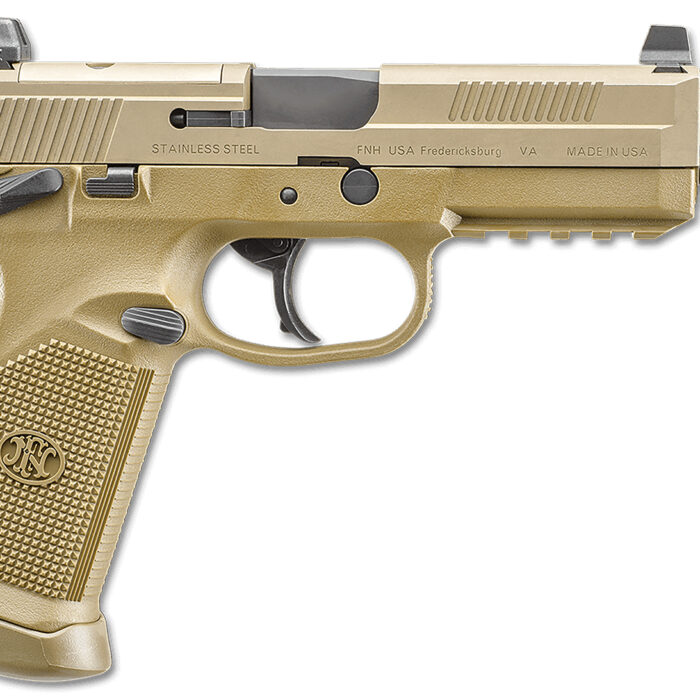 FN 66101635 FNX Tactical Bundle 45 ACP 10+1 5.30" Black Steel Threaded Barrel, Flat Dark Earth Serrated Stainless Steel Slide & Polymer Frame w/Picatinny Rail, Ambidextrous, 5 Magazines