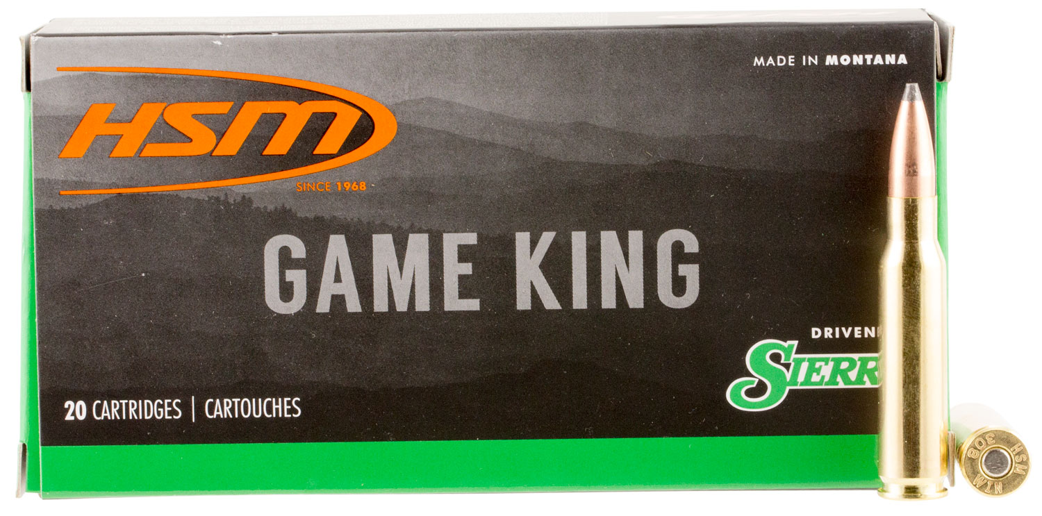 HSM 30841N Game King  308 Win 150 gr Sierra GameKing Spitzer Boat Tail 20 Per Box/ 25 Case