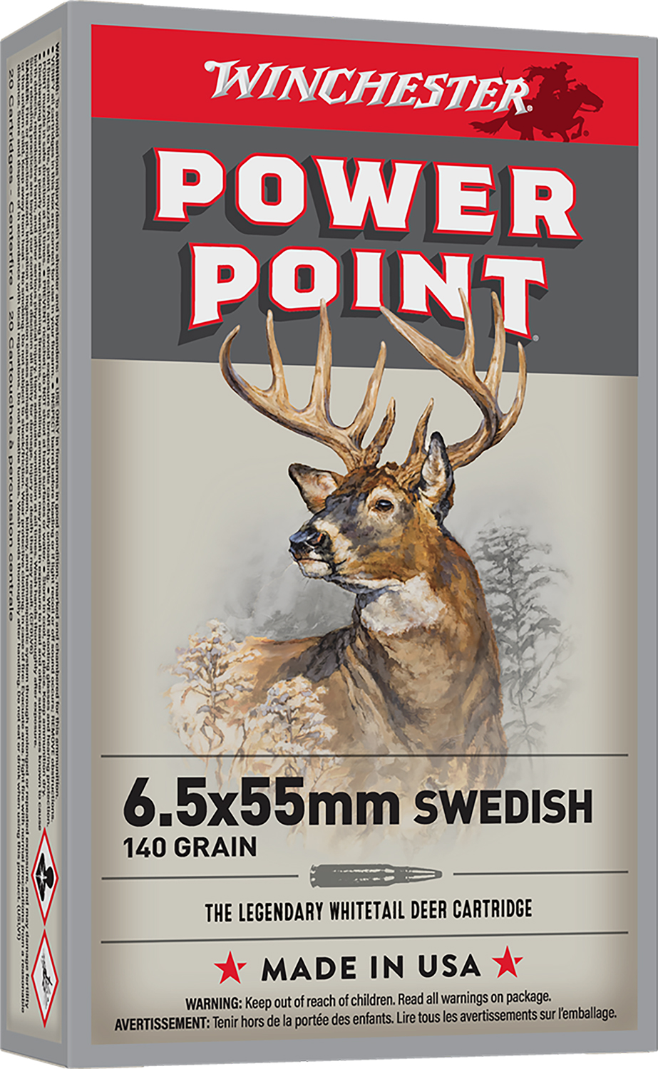 Winchester Ammo X6555 Power-Point  6.5x55Swedish 140gr 20 Per Box/10 Case