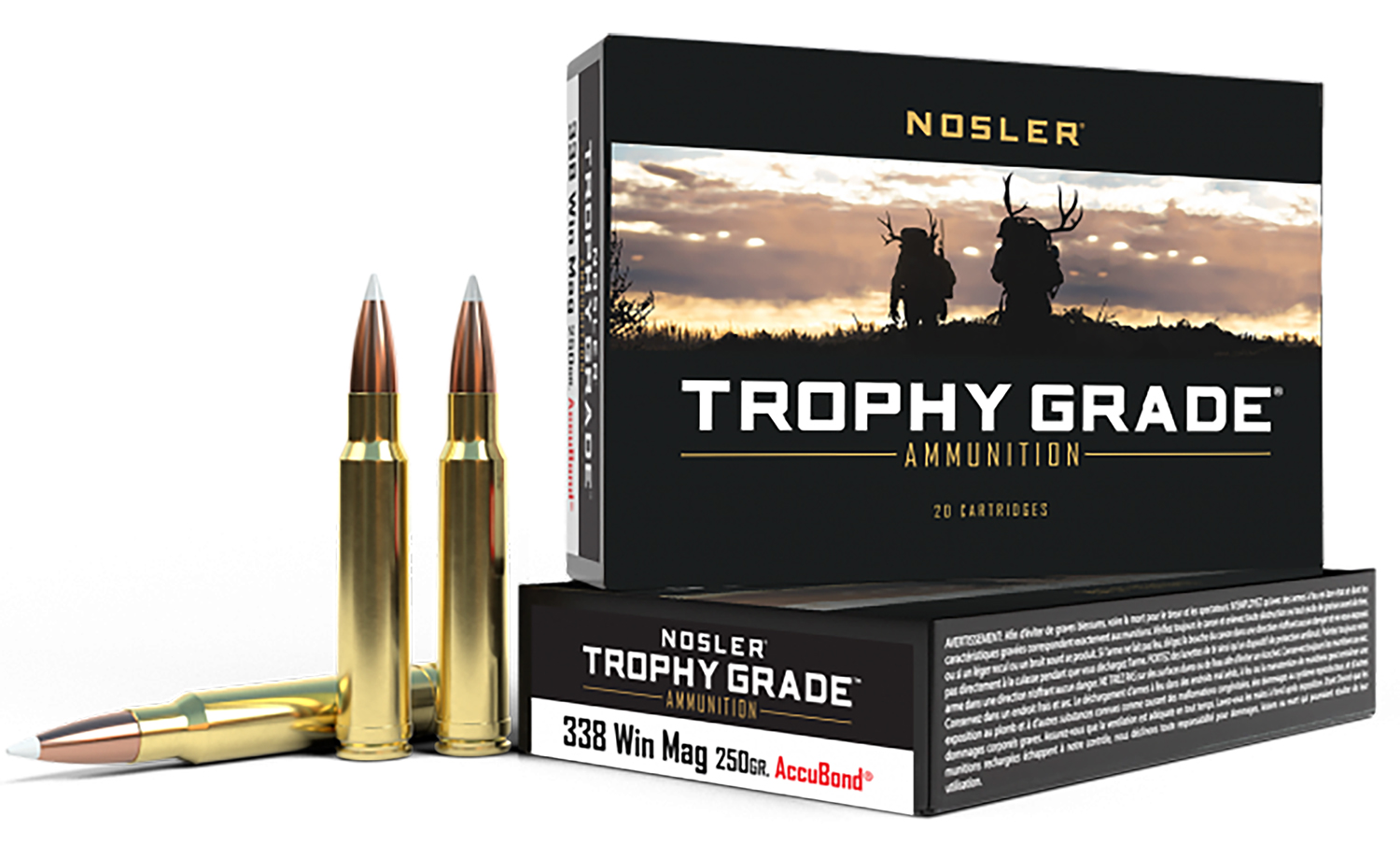 Nosler 60086 Trophy Grade  338WinMag 250gr Nosler AccuBond 20 Per Box/10 Case