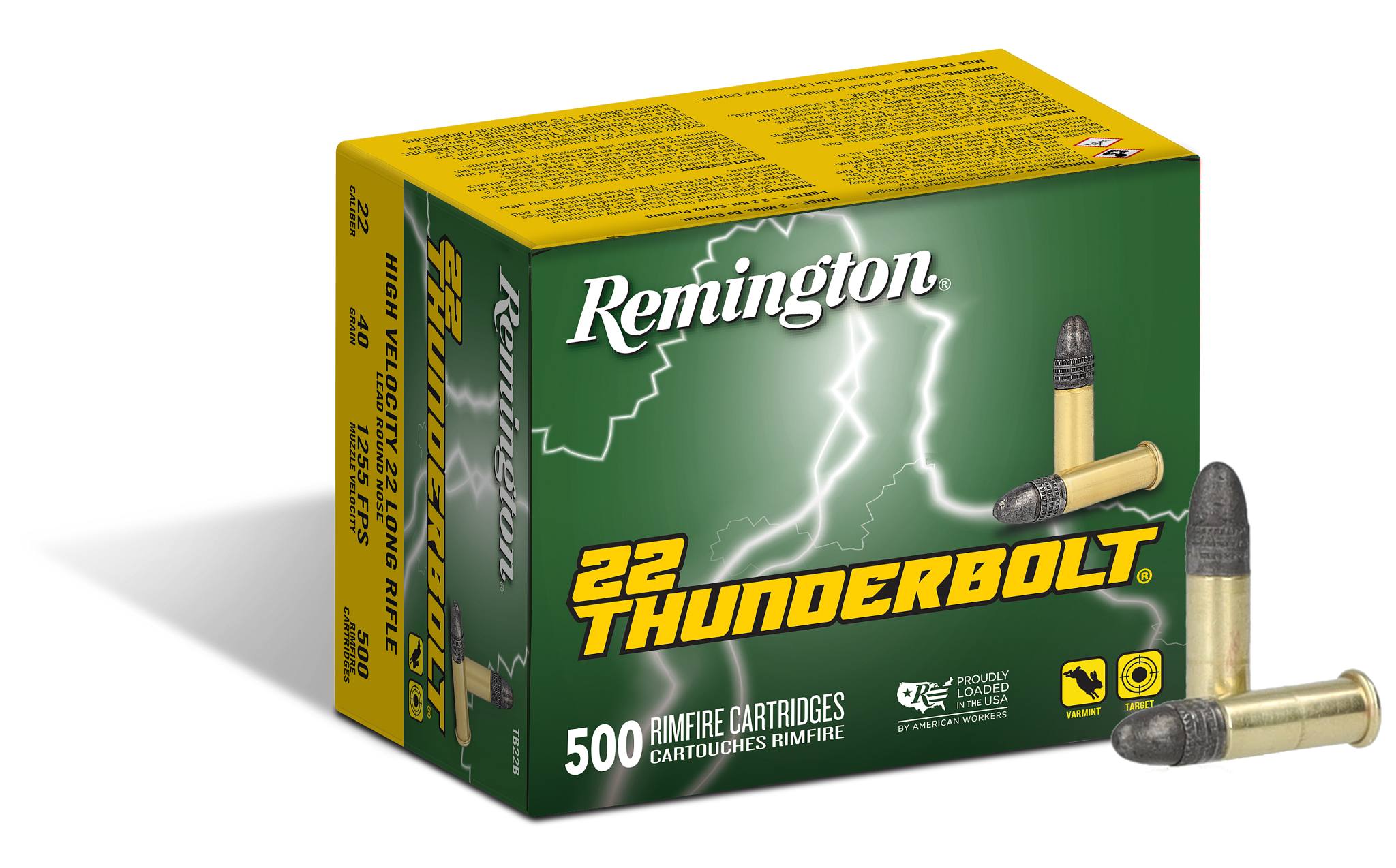 REMINGTON THUNDERBOLT®  22 LR, HV 40GR RN 500 RD/BX 10 BX/CS