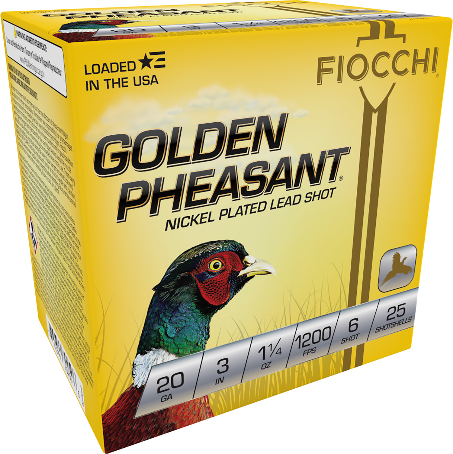 Fiocchi 203GP6 Golden Pheasant Extrema 20Gauge 3" 1 1/4oz 6Shot 25 Per Box/10 Case