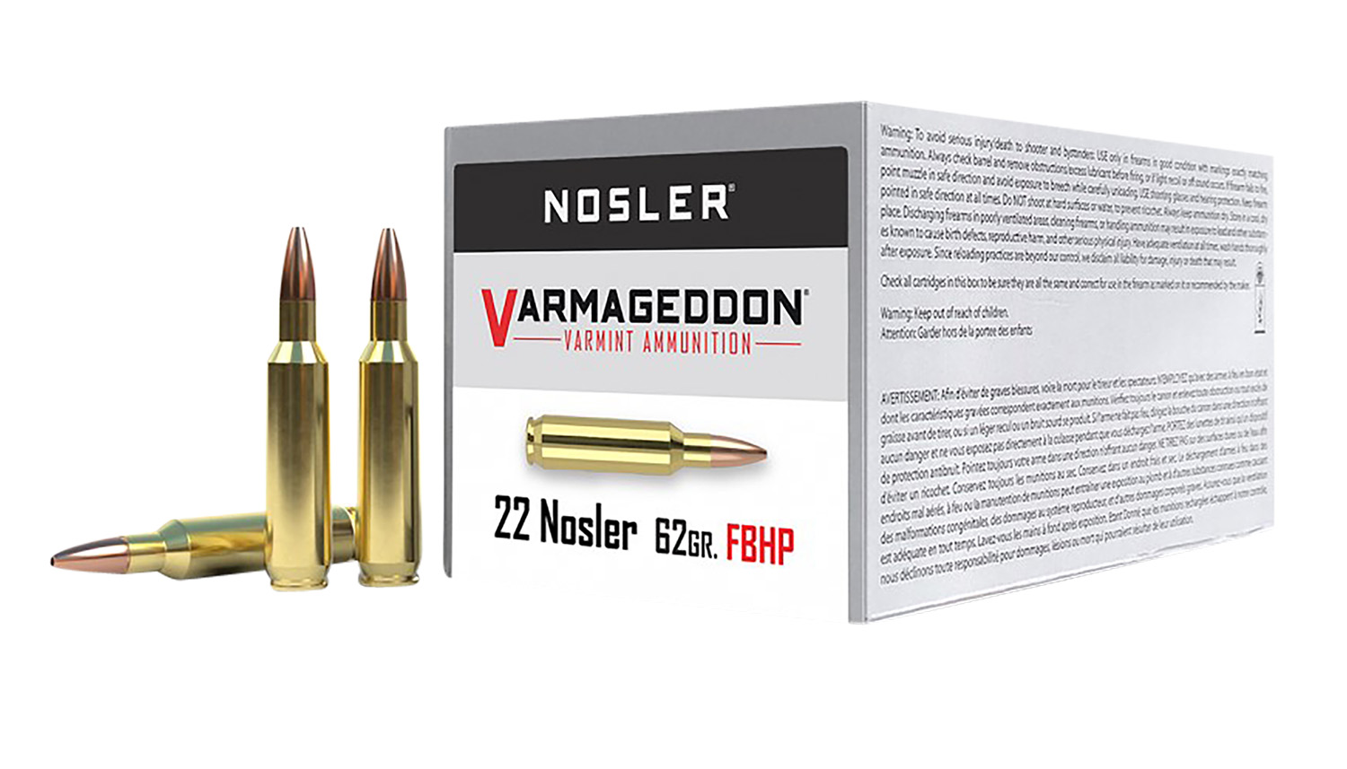 Nosler 65180 Varmageddon 22Nosler 62gr Flat Base Hollow Point 50 Per Box/5 Case 3 Nosler 65180 Varmageddon 22Nosler 62gr Flat Base Hollow Point 50 Per Box/5 Case