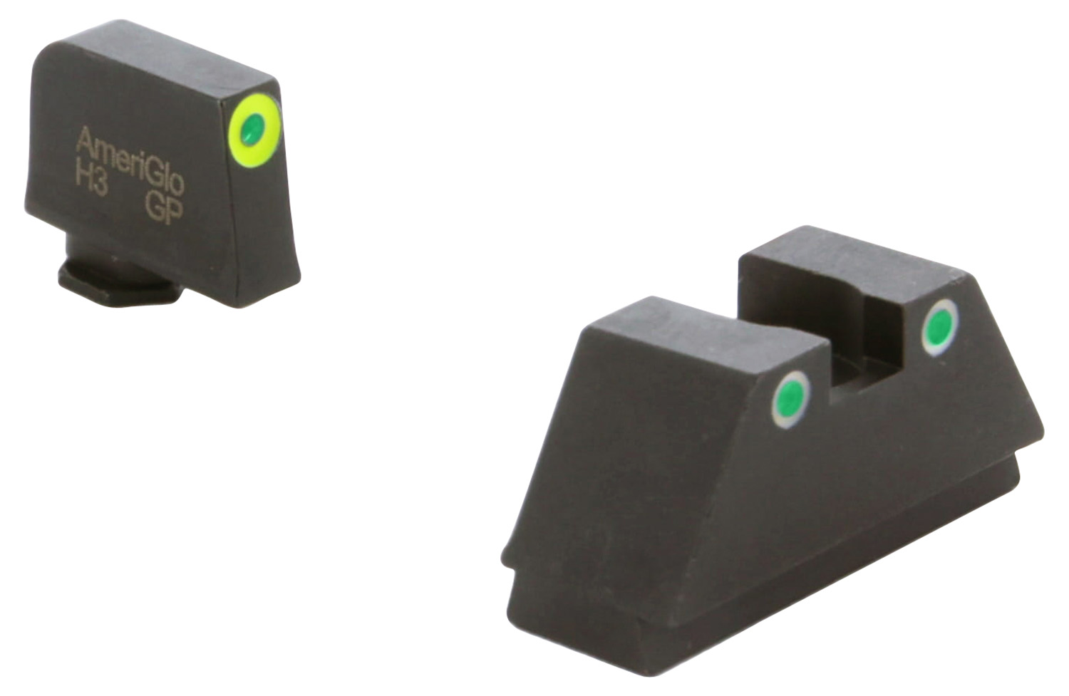 AmeriGlo GL333 Optic Compatible Sight Set for Glock  XL Tall Green Tritium LumiGreen Outline Front Sight-Green Tritium White Outline Rear Sight