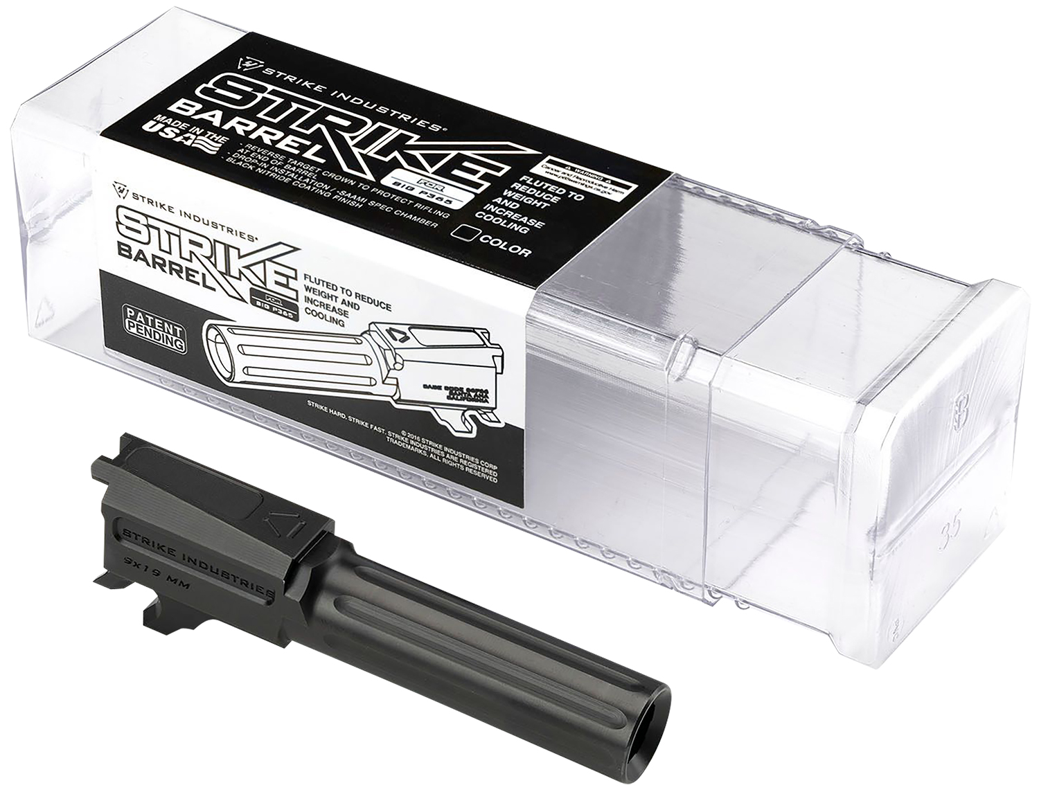 Strike Industries P365BARREL P365 9mm Luger 3.10" Fluted Black Nitride Steel, Fits Sig P365 3 Strike Industries P365BARREL P365 9mm Luger 3.10" Fluted Black Nitride Steel, Fits Sig P365