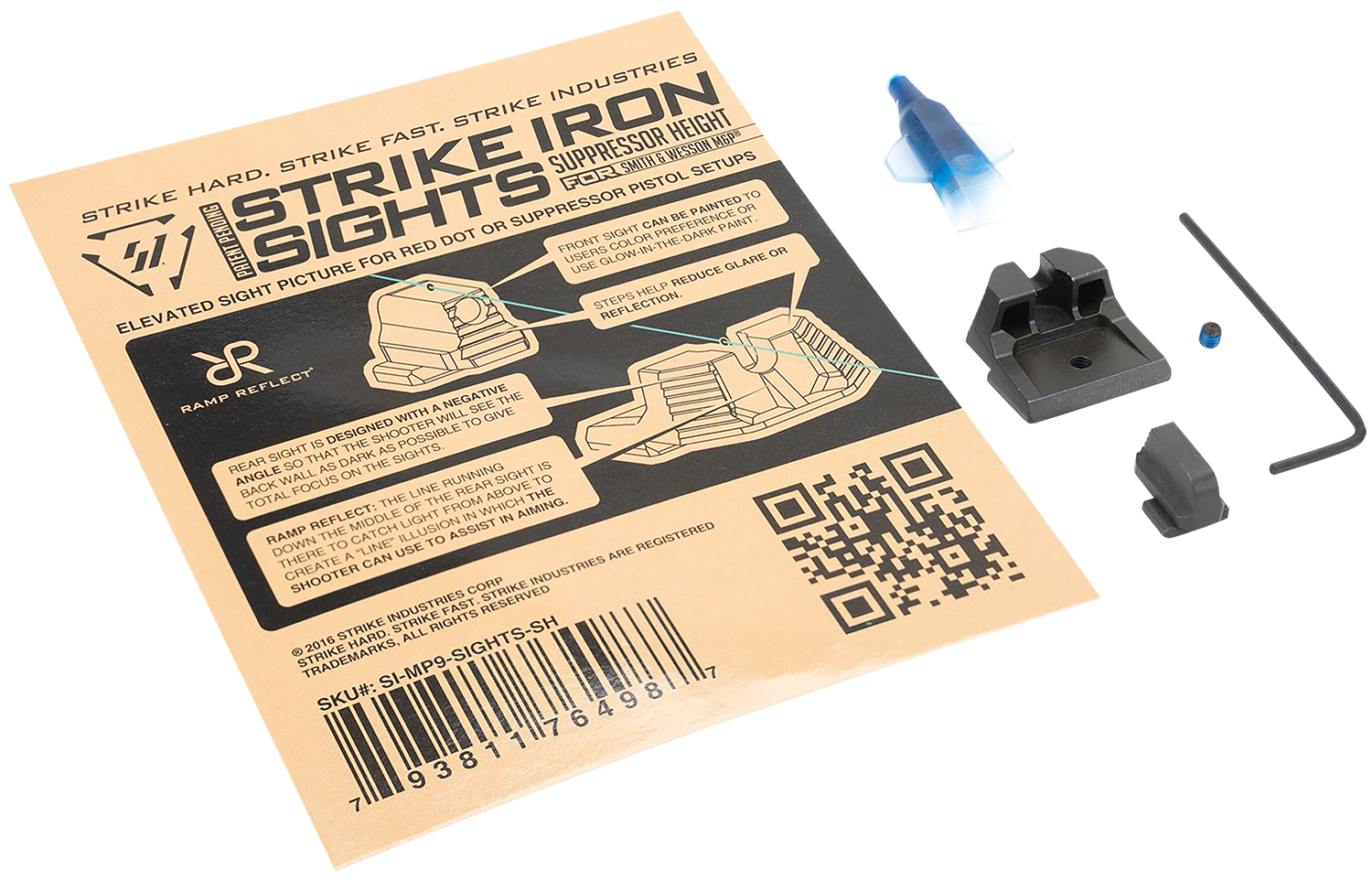 Strike Industries MP9SIGHTSSH Strike Iron Sights Black/Blank Front Sight Black/Blank Rear Sight Smith & Wesson M&P/M&P M2.0 Suppressor Height 3 Strike Industries MP9SIGHTSSH Strike Iron Sights Black/Blank Front Sight Black/Blank Rear Sight Smith & Wesson M&P/M&P M2.0 Suppressor Height