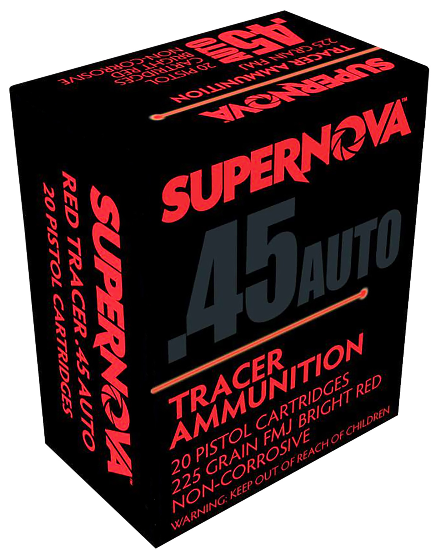 Supernova PMSN45ACR Red Tracer Non Corrosive 45 ACP 225 gr Full Metal Jacket 20 Per Box/ 50 Cs 3 Supernova PMSN45ACR Red Tracer Non Corrosive 45 ACP 225 gr Full Metal Jacket 20 Per Box/ 50 Cs