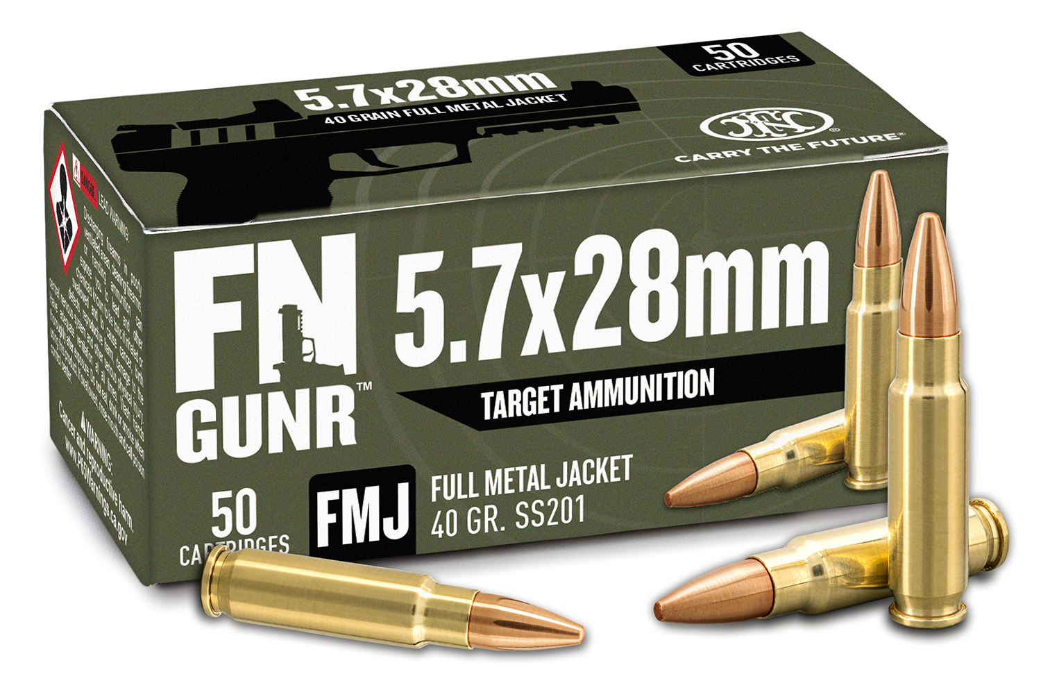 FN 10700032 GUNR  5.7x28mm 40gr Full Metal Jacket 50 Per Box/10 Case