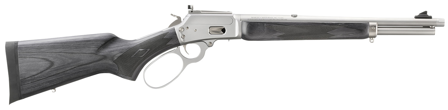 Marlin 1894 Trapper Full Size 44 Special/44 Rem Mag 8+1/9+1 16.10" Satin Threaded Barrel, Satin Stainless Steel Receiver, Fixed Black Laminate Stock 3 Marlin 1894 Trapper Full Size 44 Special/44 Rem Mag 8+1/9+1 16.10" Satin Threaded Barrel, Satin Stainless Steel Receiver, Fixed Black Laminate Stock