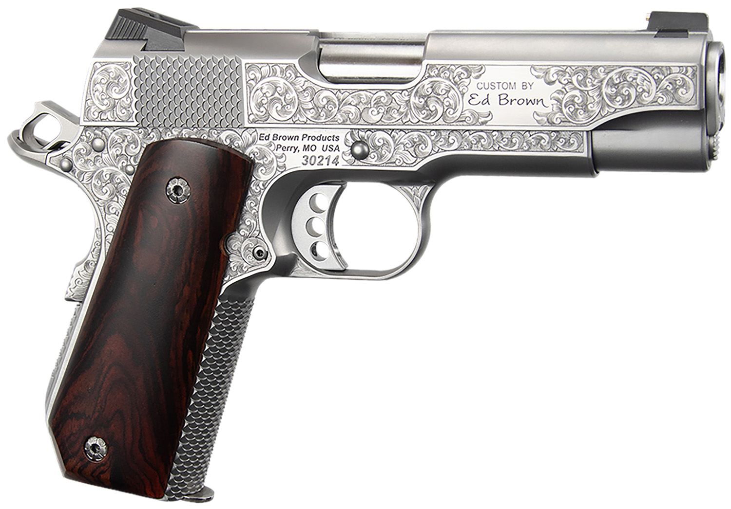 Ed Brown KCSSSIG Kobra Carry Signature Edition 45 ACP 7+1 4.25" Stainless Recessed Crown Barrel, Engraved Serrated Stainless Steel Slide & Frame w/Beavertail, Cocobolo Grip 3 Ed Brown KCSSSIG Kobra Carry Signature Edition 45 ACP 7+1 4.25" Stainless Recessed Crown Barrel, Engraved Serrated Stainless Steel Slide & Frame w/Beavertail, Cocobolo Grip