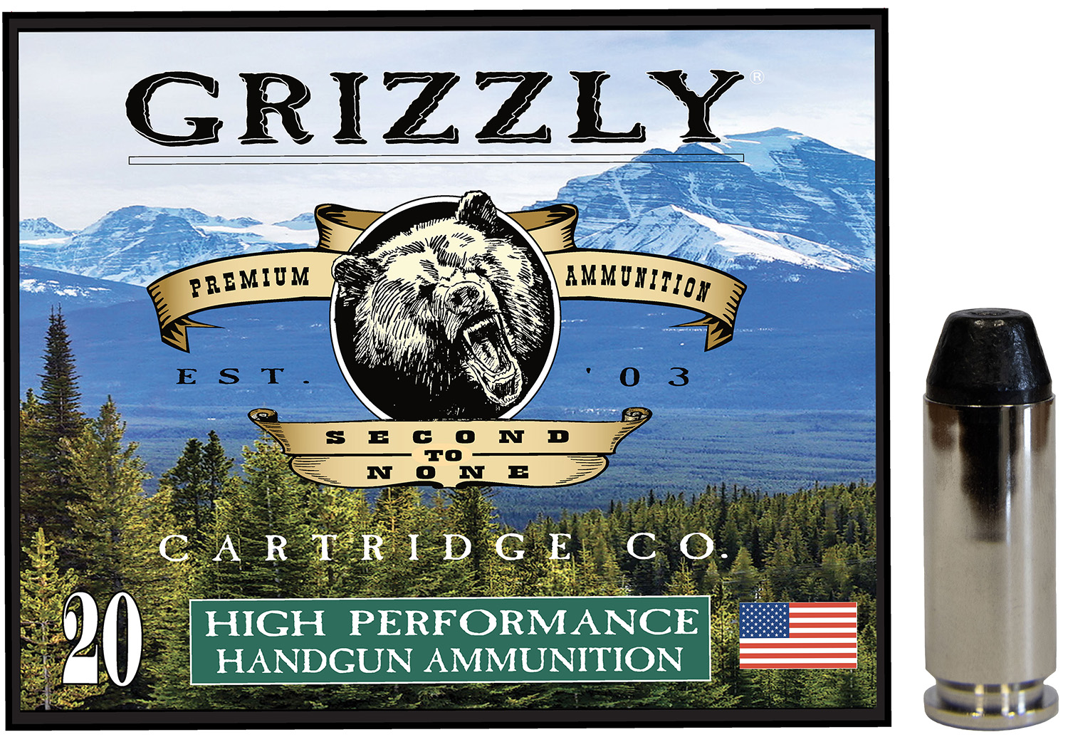 Grizzly Ammo GC10M10   10mmAuto 220gr Full Metal Jacket Flat Point 20 Per Box/10 Case