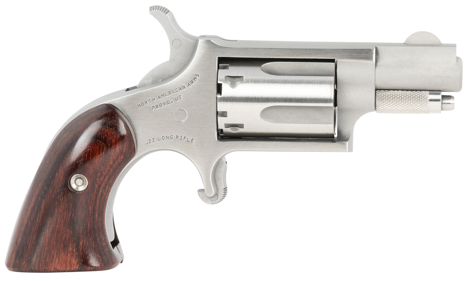 North American Arms 22LRGBG Mini-Revolver Sports South Exclusive 2 LR 5 Shot 1.13" Stainless Steel Barrel, Frame & Cylinder, Wood Boot Grip, Exposed Hammer 3 North American Arms 22LRGBG Mini-Revolver Sports South Exclusive 2 LR 5 Shot 1.13" Stainless Steel Barrel, Frame & Cylinder, Wood Boot Grip, Exposed Hammer